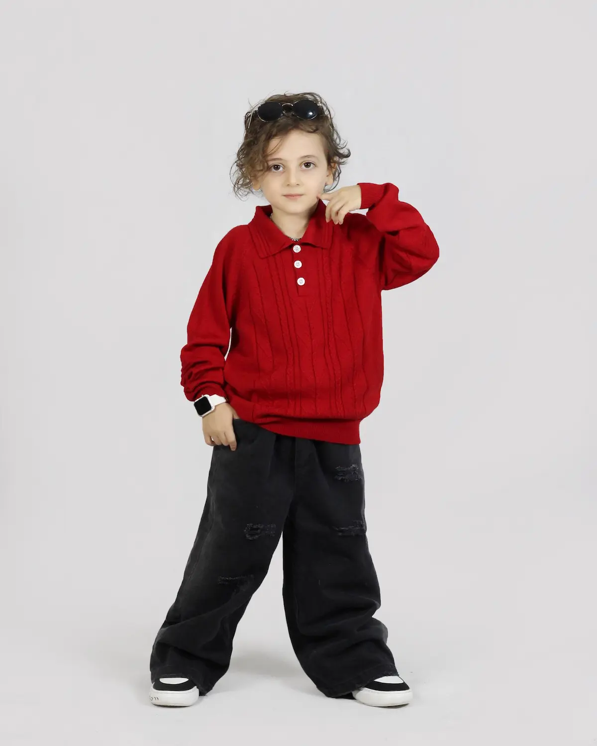 پلیور پسرانه یقه‌دار  کد 4305 - پوشاک کودک کیدونیت